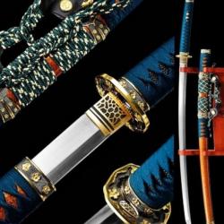 Grand katana tachi, lame extrêmement solide et tranchante comme un rasoir