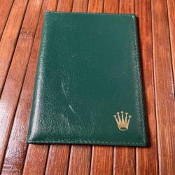 PORTE CARTE PAPIER ROLEX EN CUIR VERT