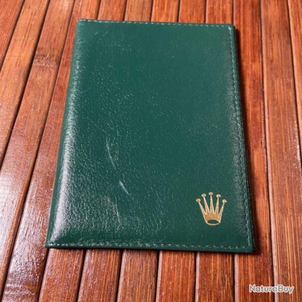 PORTE CARTE PAPIER ROLEX EN CUIR VERT