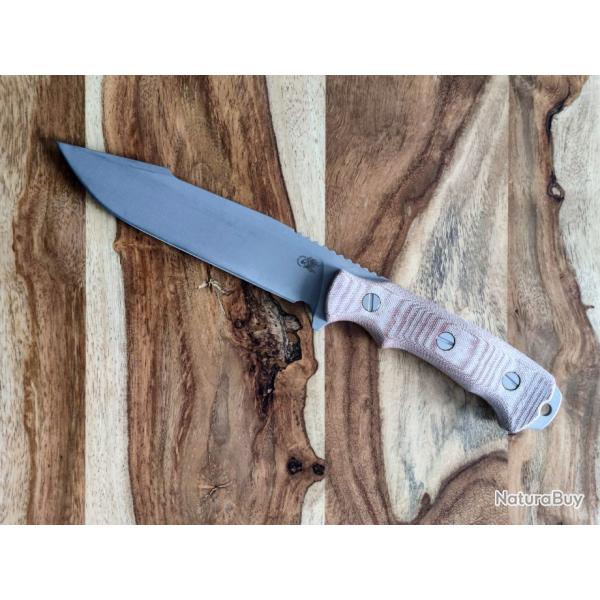 RICK HINDERER Fieldtac 6" Harpoon Spearpoint Working Finish Natural Micarta COMME NEUF