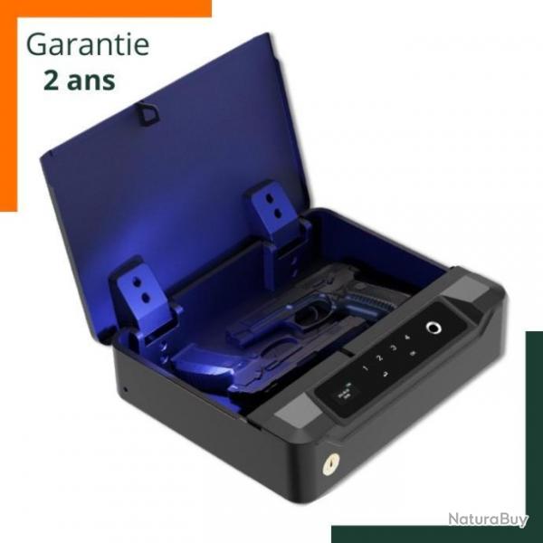 Garantie 2 ans - Coffre-fort biomtrique pour arme de poing - Rtro clair bleu - Gris fonc