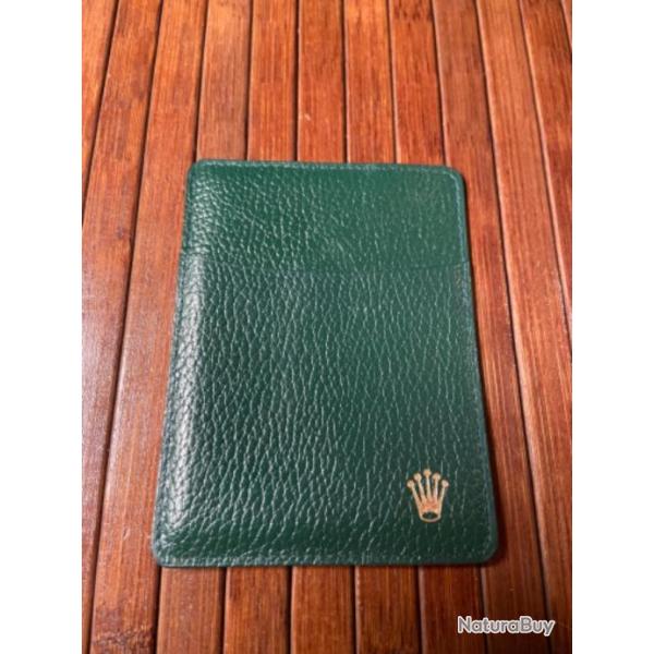 BEAU PORTE CARTE CUIR VERT ROLEX VINTAGE ANNE 90