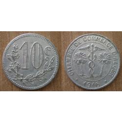 Algerie 10 Centimes 1916 Chambre de Commerce d'Alger Piece Francs Alu Centime