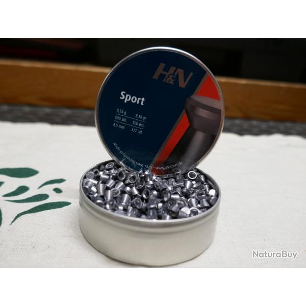 2 x 500 plombs plat 4.5mm .177 de chez H&N SPORT