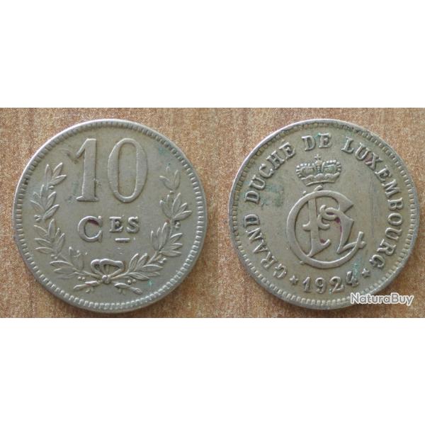 Luxembourg 10 Centimes 1924 Piece Francs Franc Centime reine Charlotte