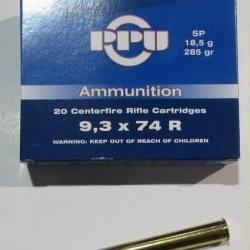 4 boites neuve de 20 cartouches Partizan  de calibre 9,3x74R, 285 grains , SP