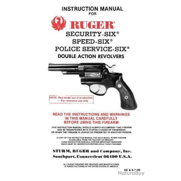 notice RUGER SECURITY SIX (envoi par mail) - VENDU PAR JEPERCUTE (m2087)