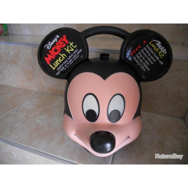 OBJET RARE !!!!!  face lunch box mickey mouse lunch box / boite repas en forme de tte de mickey ave