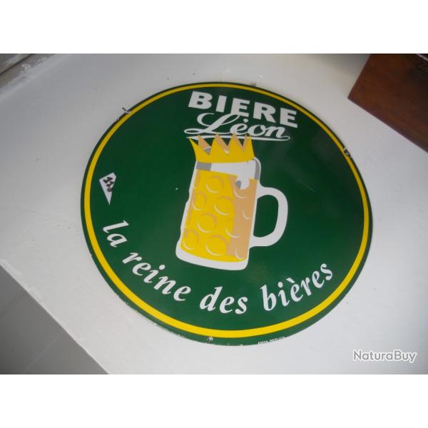 plaque maill biere LEON 50 CM email replica