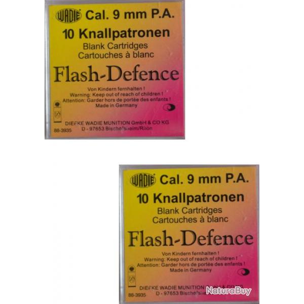 Lot de 2 botes de 10 cartouches Wadie Flash Defence - Calibre 9mm PAK