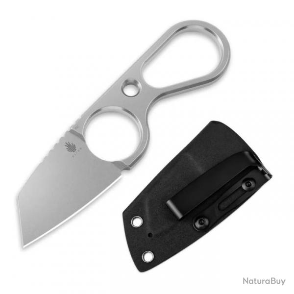 Couteau Kizer Bowtie Lame Acier D2 SW Reverse Tanto Manche Acier Etui Kydex Clip KI1061A1