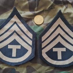 X2 paires galons US ARMY WW2 Technician 3RD ARMEE AMERICAINE