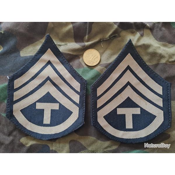 X2 paires galons US ARMY WW2 Technician 3RD ARMEE AMERICAINE