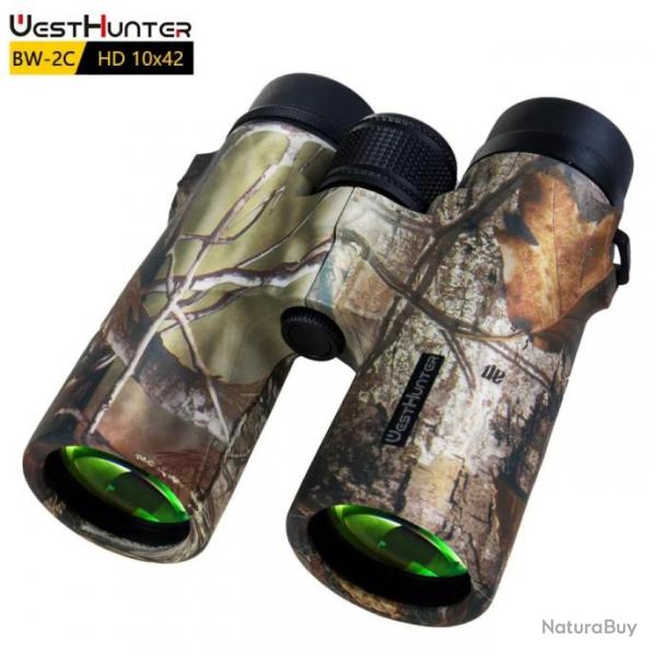 WestHunter BW-2C HD 10x42 Jumelles Camouflage Longue Porte Professionnelles