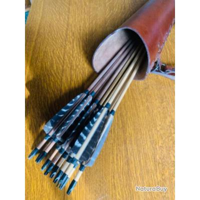 Carquois Traditionnel En Cuir De Vache Fait Main - Modèle AR-107 - Pour Flèches - Ambidextre
