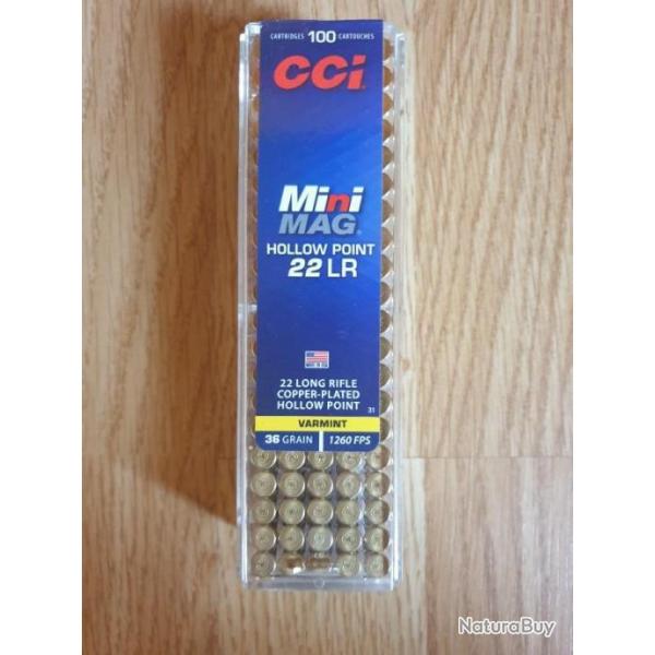 .22lr CCI 36gr hp minimag cuivree - boite 100