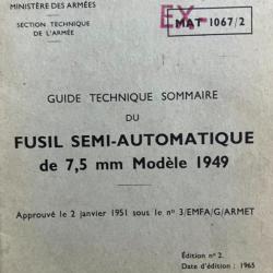 Guide technique sommaire du fusil semi-automatique de 7.5mm Mle 1949