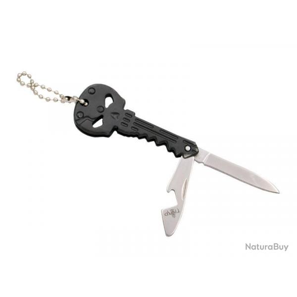 COUTEAU CLE THIRD TETE DE MORT NOIR 6CM INOX