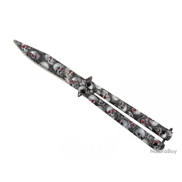 COUTEAU PAPILLON THIRD TETE DE MORT 12CM INOX