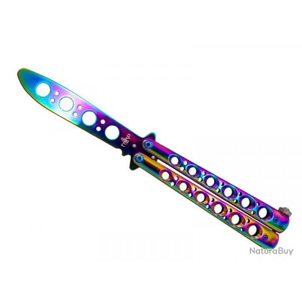 COUTEAU PAPILLON D'ENTRAINEMENT THIRD ARC-EN-CIEL 12CM INOX