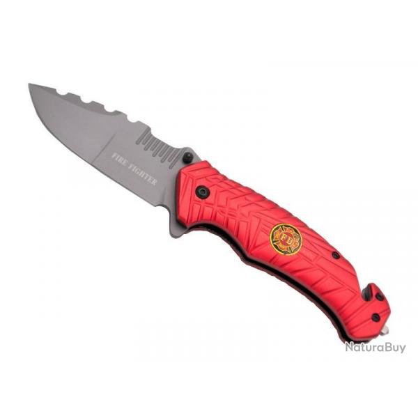 COUTEAU THIRD FIRE FIGHTER ALUMINIUM ROUGE 13CM INOX