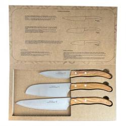 COFFRET 3 COUTEAUX DOZORME CUISINE TRADI BERLINGOT OLIVIER