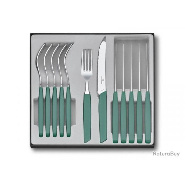 MENAGERE 12 PIECES VICTORINOX SWISS MODERN TABLE VERT SAUGE