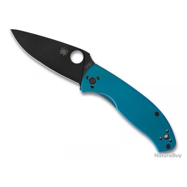 COUTEAU SPYDERCO TENACIOUS TITANIUM BLEU LAME NOIRE