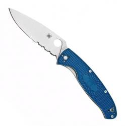 Couteau "Resilience" S35VN / nylon-fibre de verre bleu, Tranchant partiellement dentelé [Spyderco]