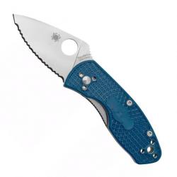 Couteau "Ambitious" S35VN / nylon-fibre de verre bleu, Tranchant dentelé [Spyderco]