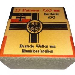 7,65 mm Borchardt C93: Reproduction boite cartouches (vide) DWM 12274208