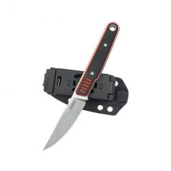 Couteau Kubey JL Kwaiken Fixie Red Black G-10 Lame Acier 14C28N Beadblast Etui Kydex KUB355A