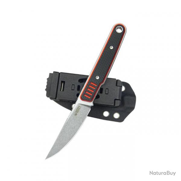 Couteau Kubey JL Kwaiken Fixie Red Black G-10 Lame Acier 14C28N Beadblast Etui Kydex KUB355A