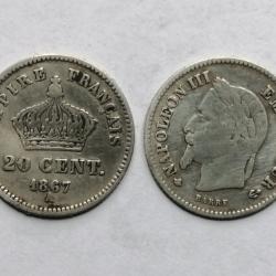 FRANCE = PIECE DE  MONNAIE DE 20 CENTIMES DE 1867 A  EN ARGENT