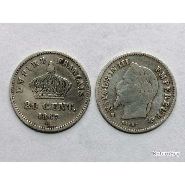 FRANCE = PIECE DE  MONNAIE DE 20 CENTIMES DE 1867 A  EN ARGENT