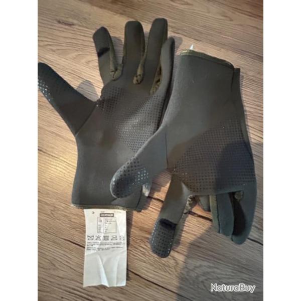 Gants Solognac vert chaud taille XL casi neuf .