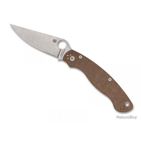 COUTEAU SPYDERCO MILITARY 2 MICARTA BRUN CRU-WEAR