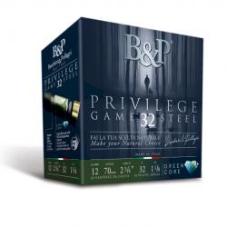 CARTOUCHE BASCHIERI PELLAGRI B&P CAL.12/70 PRIVILEGE GAME STEEL 28gr PAR 25