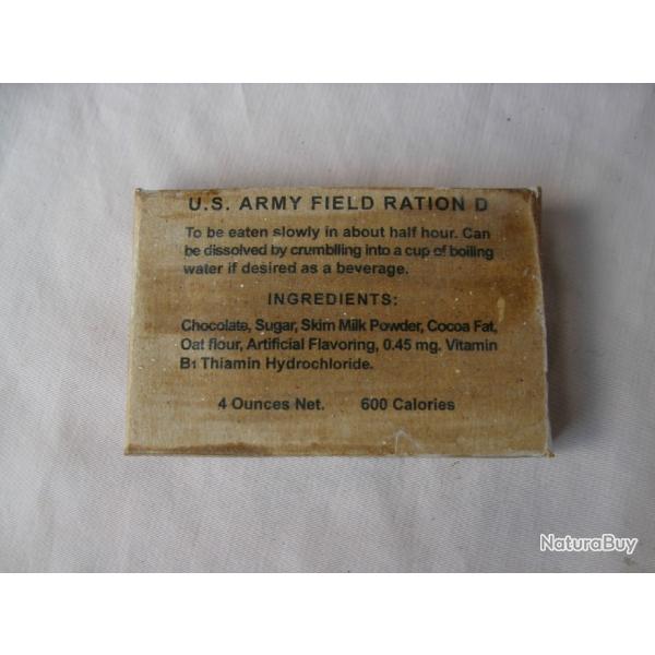 WW2 US RATION MILITAIRE AMRICAINE " RATION D " NON OUVERTE "