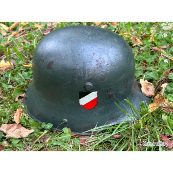 CASQUE ALLEMAND M.1916 rutilis ww2          De transition 1 INSIGNE