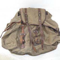 Sac à dos Armée Française années 1950 - 1960. Indochine Algérie, randonnée. Toile et cuir