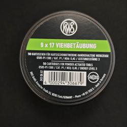 Cartouches RWS 9X17 50 pcs Verte pour Blitz et Dick