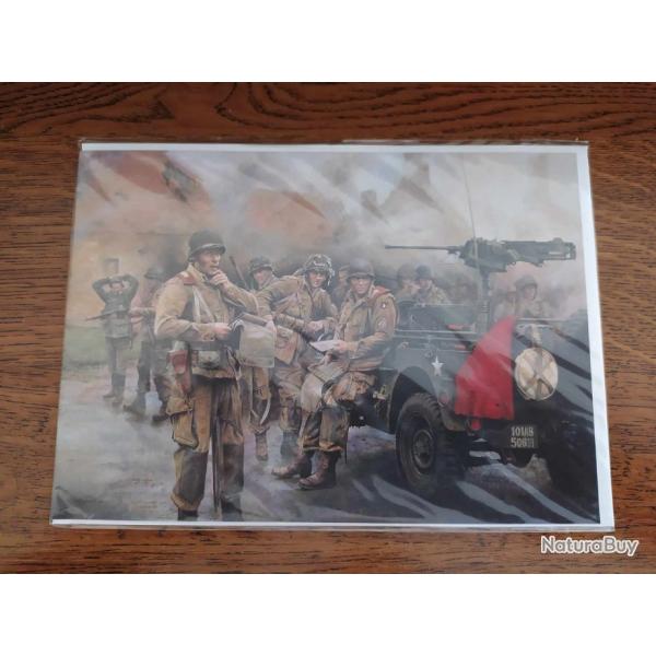 CARTE DEBARQUEMENT NORMANDIE D-DAY 6 JUIN 1944 MOVING ON 101eme AIRBORNE JEEP