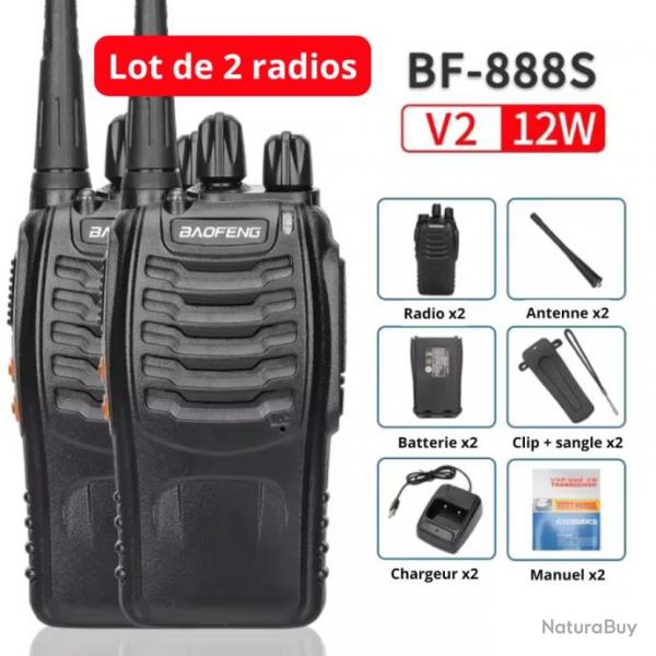 2PCS Talkie Baofeng BF-888S UHF Longue Porte Bidirectionnelle