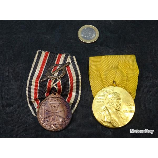 mdailles allemande ww1 14-18 militaria lot de deux