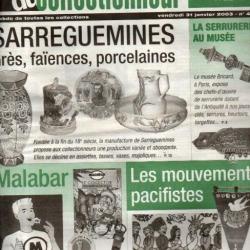 la vie du collectionneur 446 les mouvements pacifistes , malabar, sarreguemines grès, faiences porce