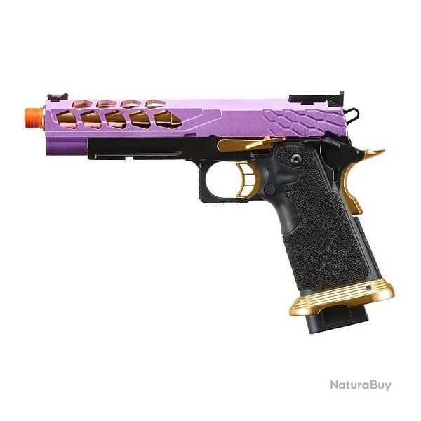 Pistolet Airsoft GBB Stryk Hi-Capa 5.1 Violet et Or Lancer Tactical