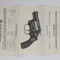 Dépliant pour revolver Smith et Wesson 37 en 38 spécial