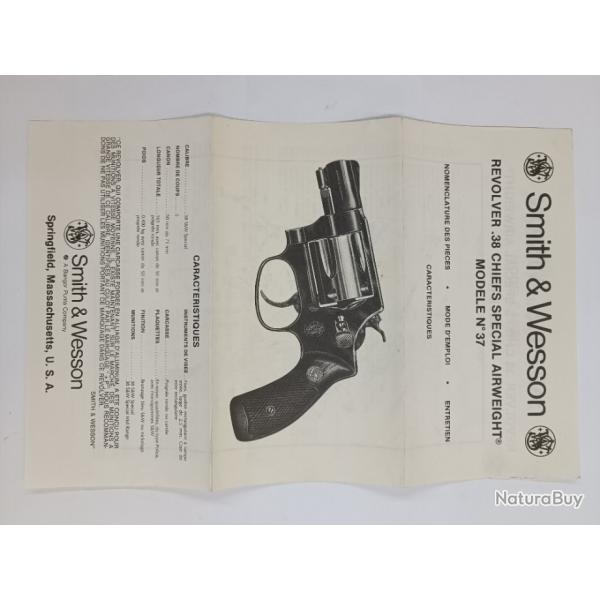 Dpliant pour revolver Smith et Wesson 37 en 38 spcial