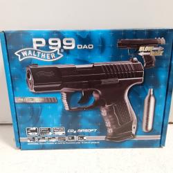 2992-AIRSOFT PISTOLET WALTHER  P99  BLACK CAL 6MM GAZ CO2  BBS  BLOWBACK    FULL METAL NEUF PROMO